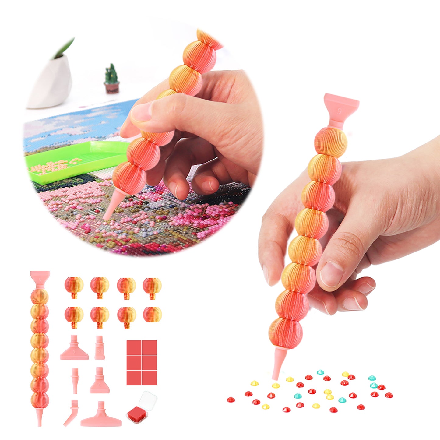 Diamond Painting Pen Diamond Art Pen 5D Diamond Painting Tools (Gold Red)