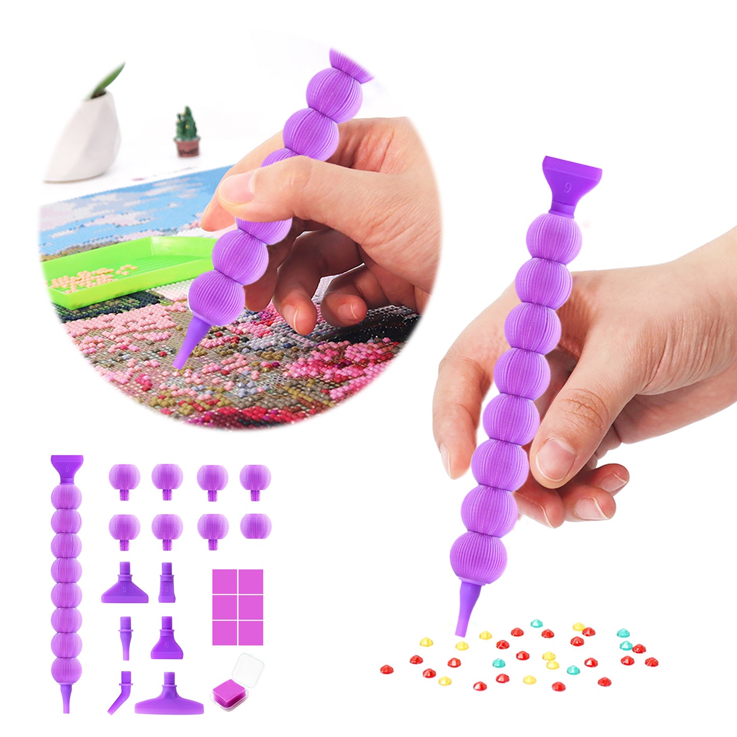 Diamond Painting Pen Diamond Art Pen 5D DIY Diamond Painting Tools (Purple)