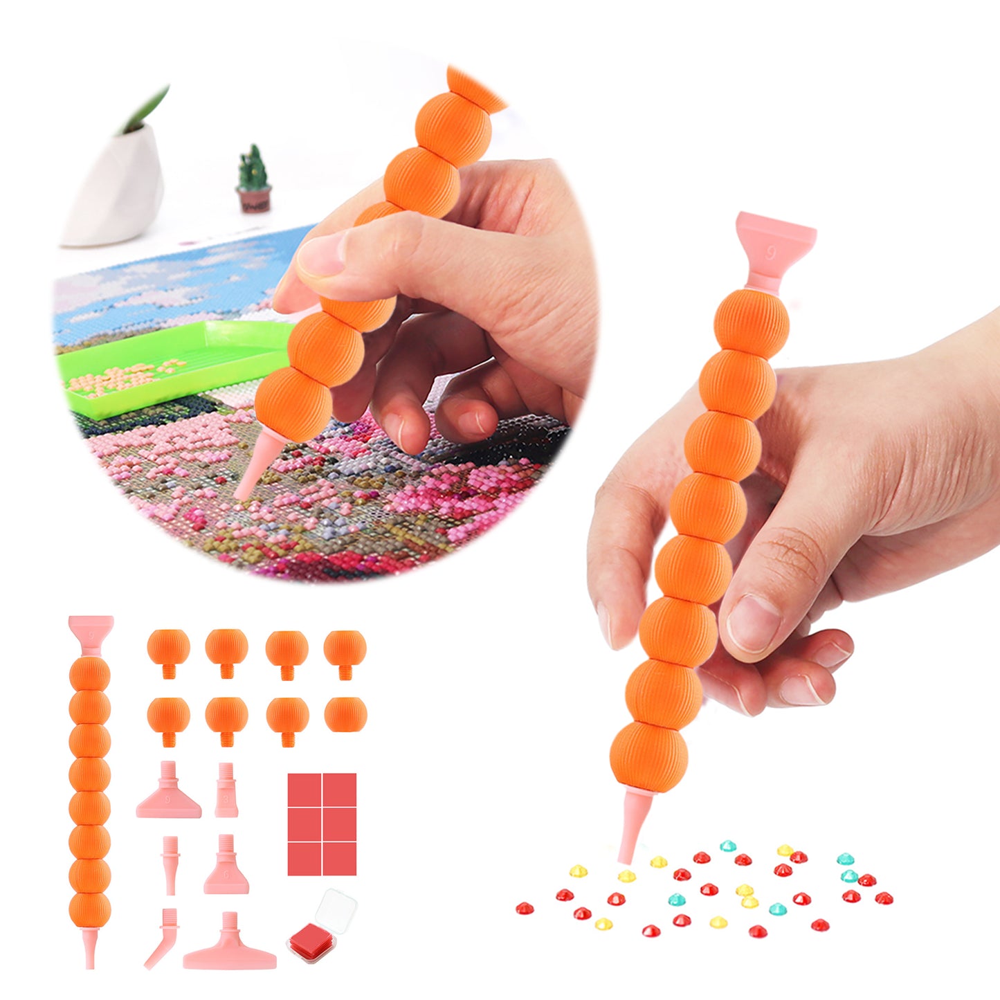 Diamond Painting Pen Diamond Art Pen 5D DIY Diamond Painting Tools (Orange)