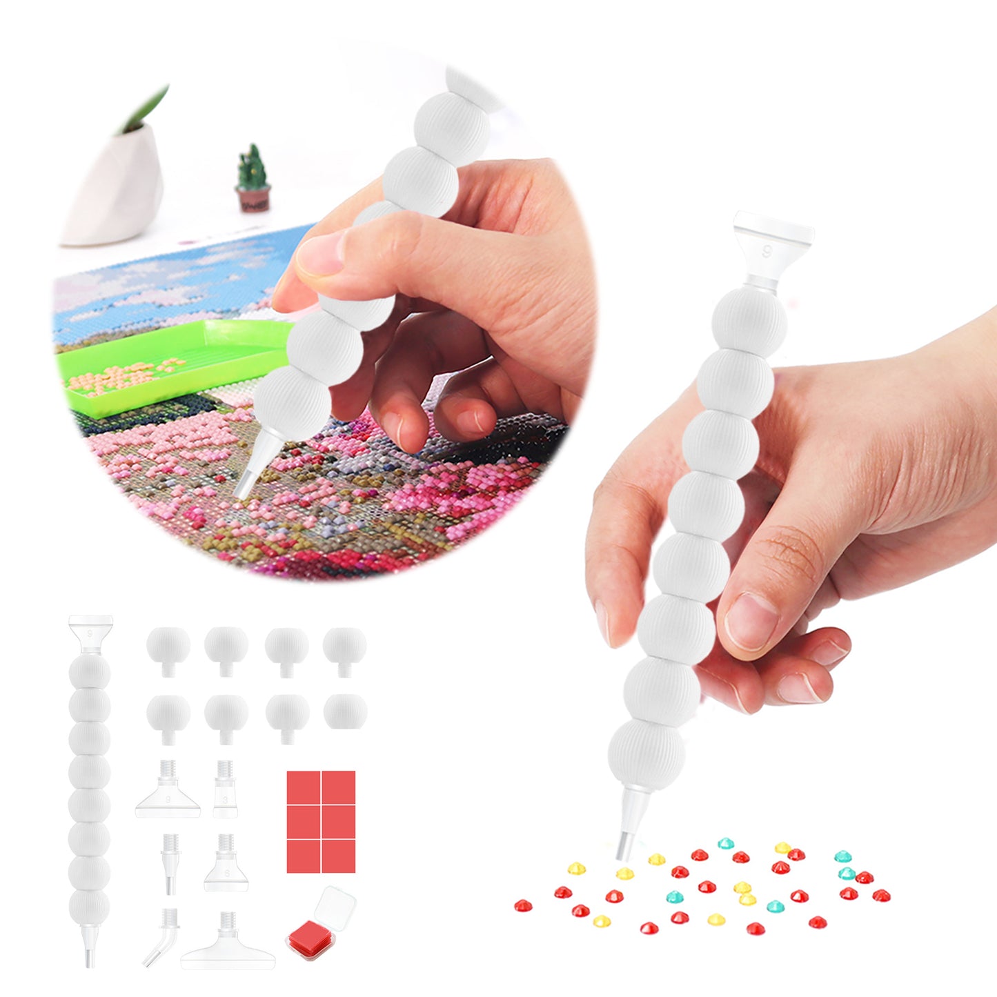 Diamond Painting Pen Diamond Art Pen 5D DIY Diamond Painting Tools (White)