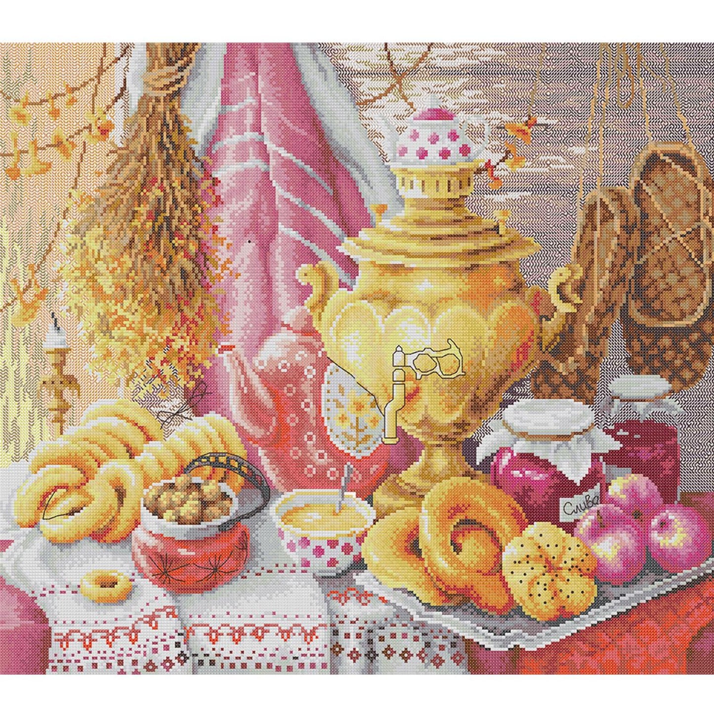 Russian Afternoon Tea - 14CT Stamped Cross Stitch 53*46CM (Joy Sunday)
