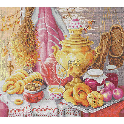 Russian Afternoon Tea - 14CT Stamped Cross Stitch 53*46CM (Joy Sunday)