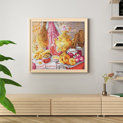 Russian Afternoon Tea - 14CT Stamped Cross Stitch 53*46CM (Joy Sunday)