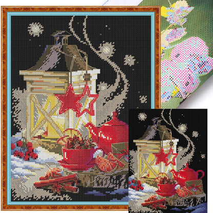 Warm Winter Night Tea - 14CT Stamped Cross Stitch 23*31CM (Joy Sunday)