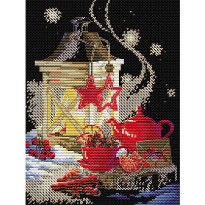 Warm Winter Night Tea - 14CT Stamped Cross Stitch 23*31CM (Joy Sunday)
