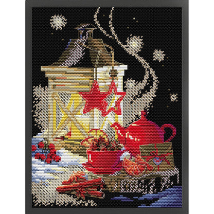 Warm Winter Night Tea - 14CT Stamped Cross Stitch 23*31CM (Joy Sunday)