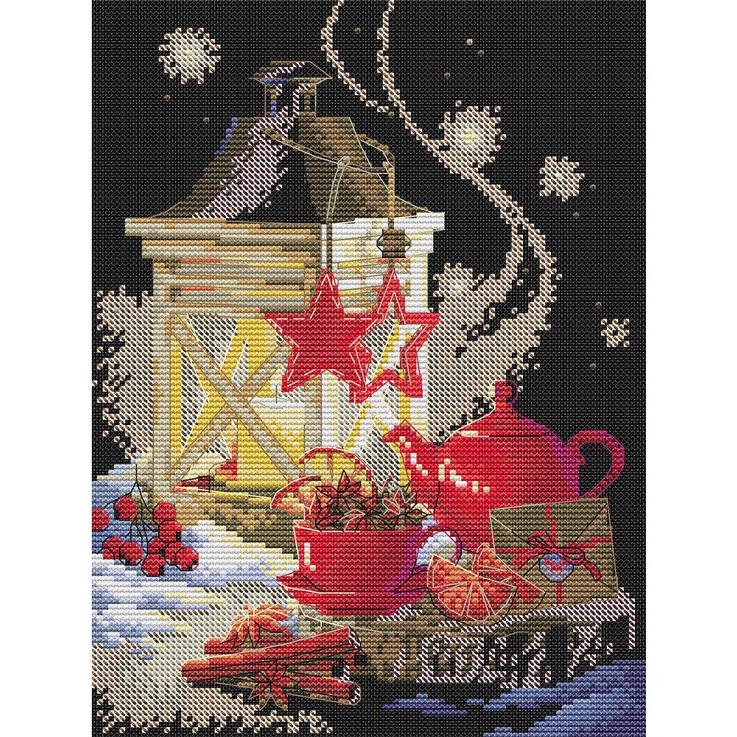 Warm Winter Night Tea - 14CT Stamped Cross Stitch 23*31CM (Joy Sunday)