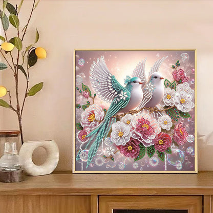 Flowers Bluebird - Special Shaped Drill Diamond Painting 30*30CM