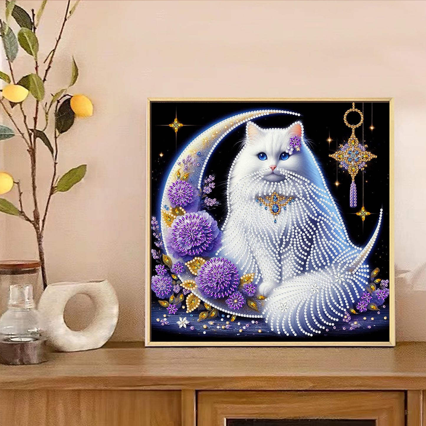 Crescent Moon Cat - Special Shaped Drill Diamond Painting 30*30CM