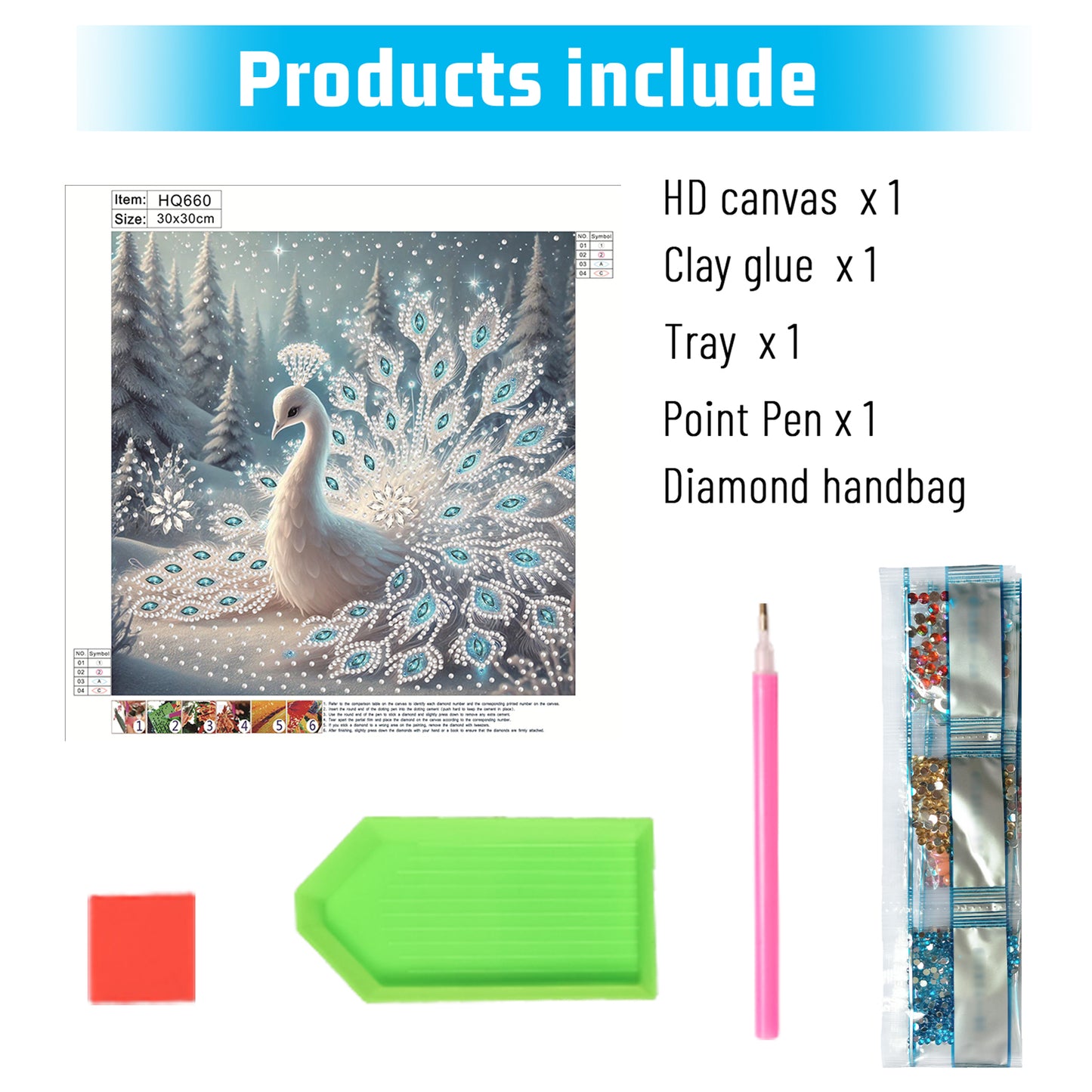 Snowy Peacock - Special Shaped Drill Diamond Painting 30*30CM