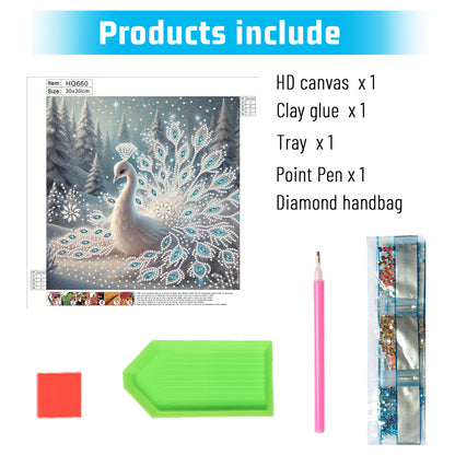Snowy Peacock - Special Shaped Drill Diamond Painting 30*30CM