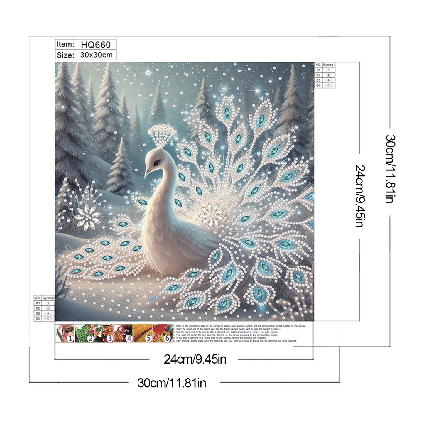 Snowy Peacock - Special Shaped Drill Diamond Painting 30*30CM