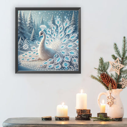 Snowy Peacock - Special Shaped Drill Diamond Painting 30*30CM