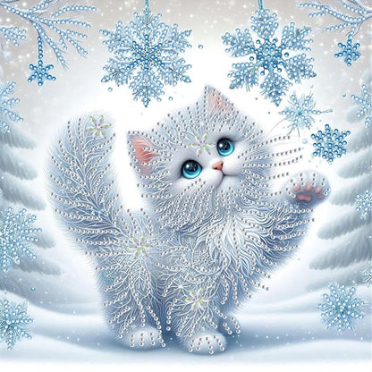Snowy Cat - Special Shaped Drill Diamond Painting 30*30CM