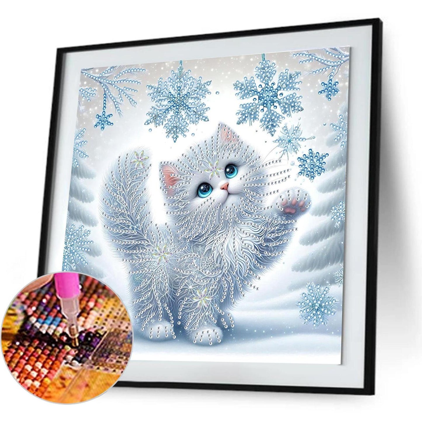 Snowy Cat - Special Shaped Drill Diamond Painting 30*30CM