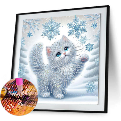 Snowy Cat - Special Shaped Drill Diamond Painting 30*30CM