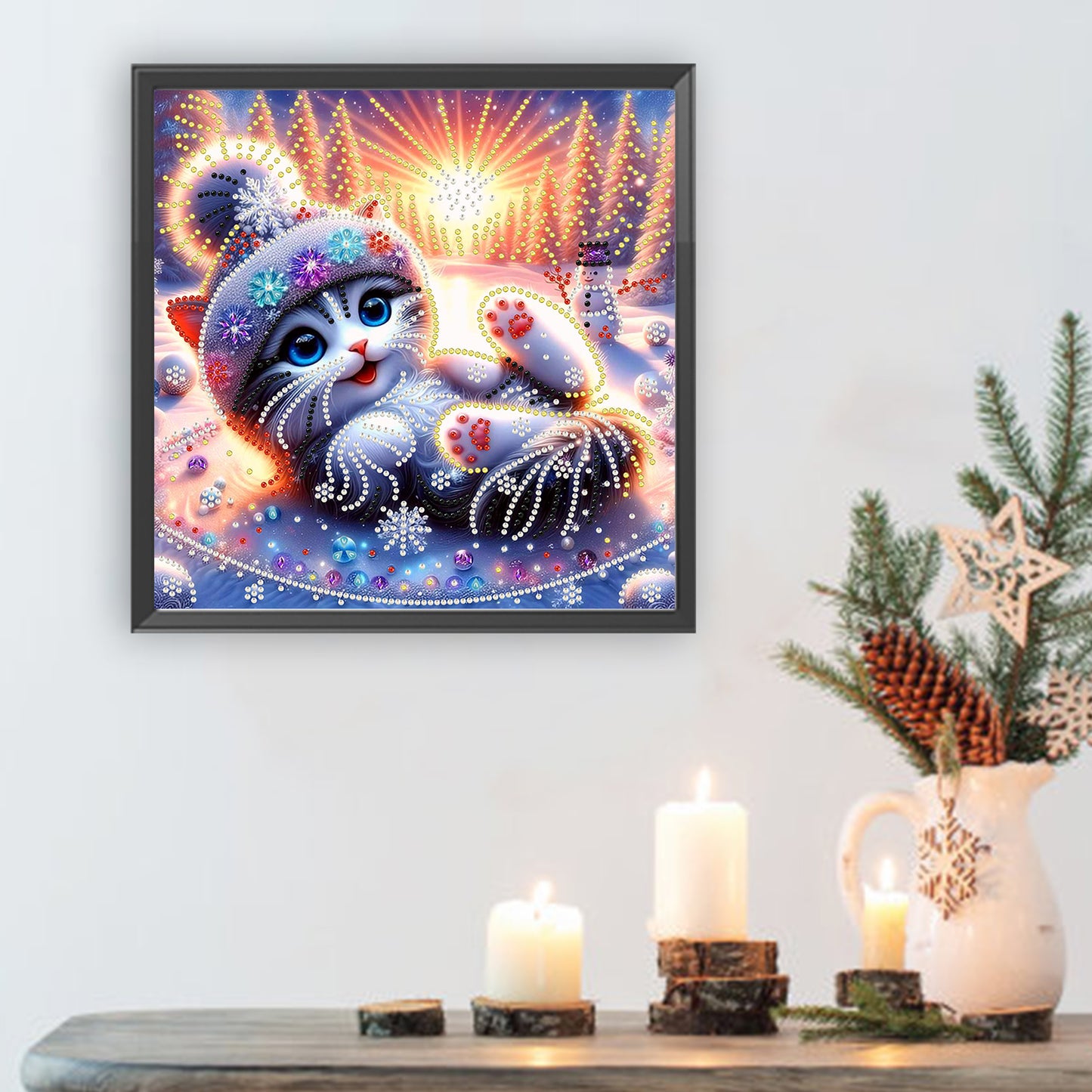 Snowy Cat - Special Shaped Drill Diamond Painting 30*30CM