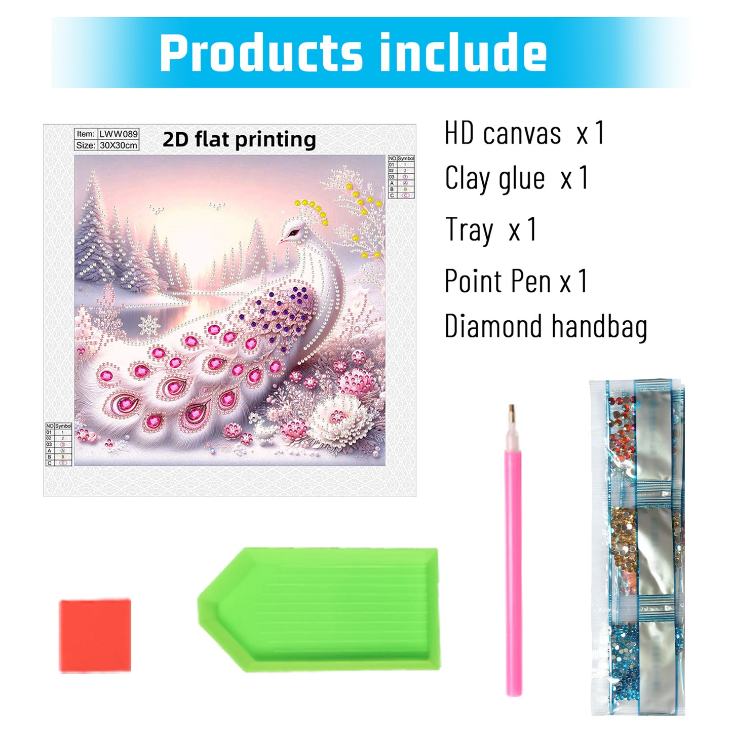 Snowy Peacock - Special Shaped Drill Diamond Painting 30*30CM
