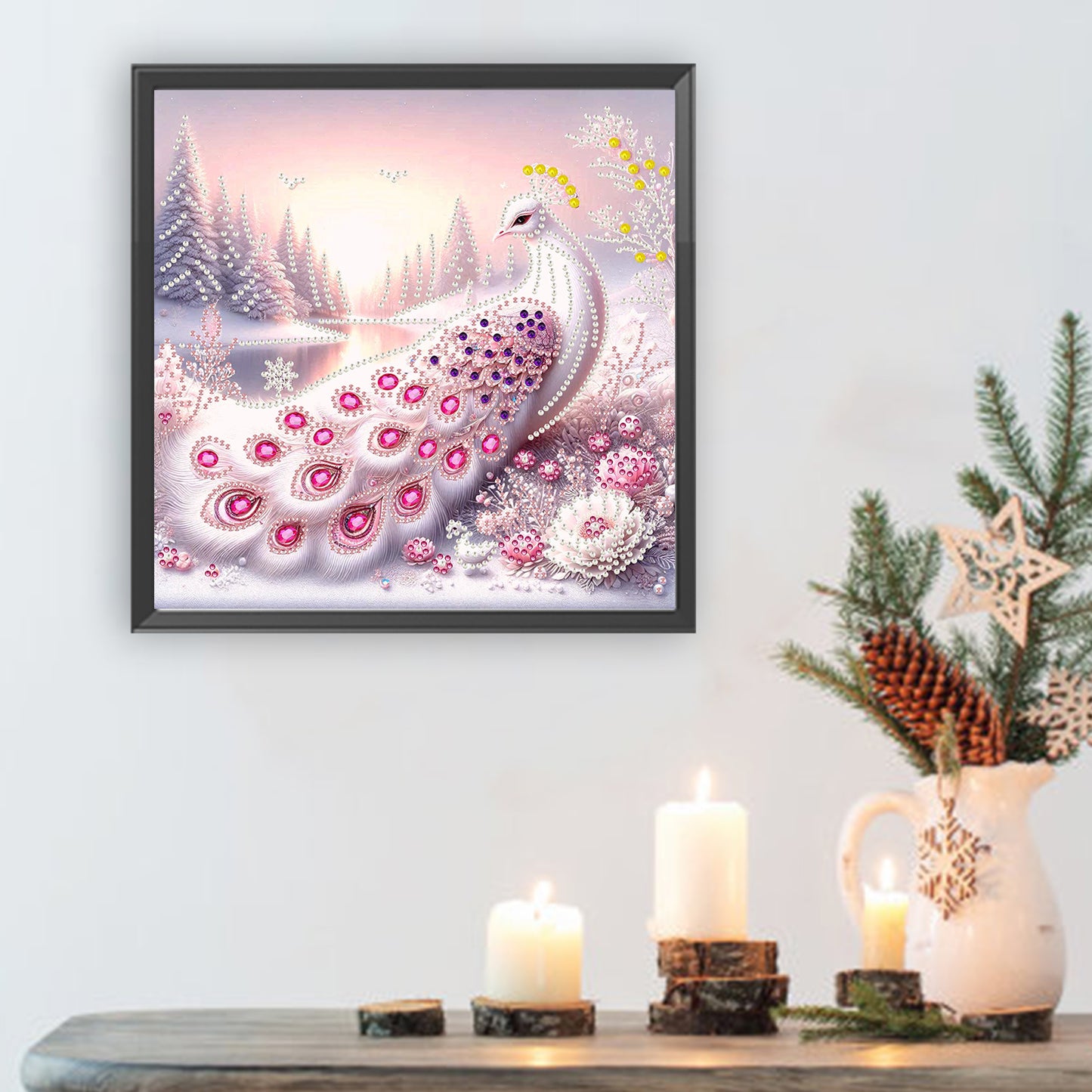 Snowy Peacock - Special Shaped Drill Diamond Painting 30*30CM