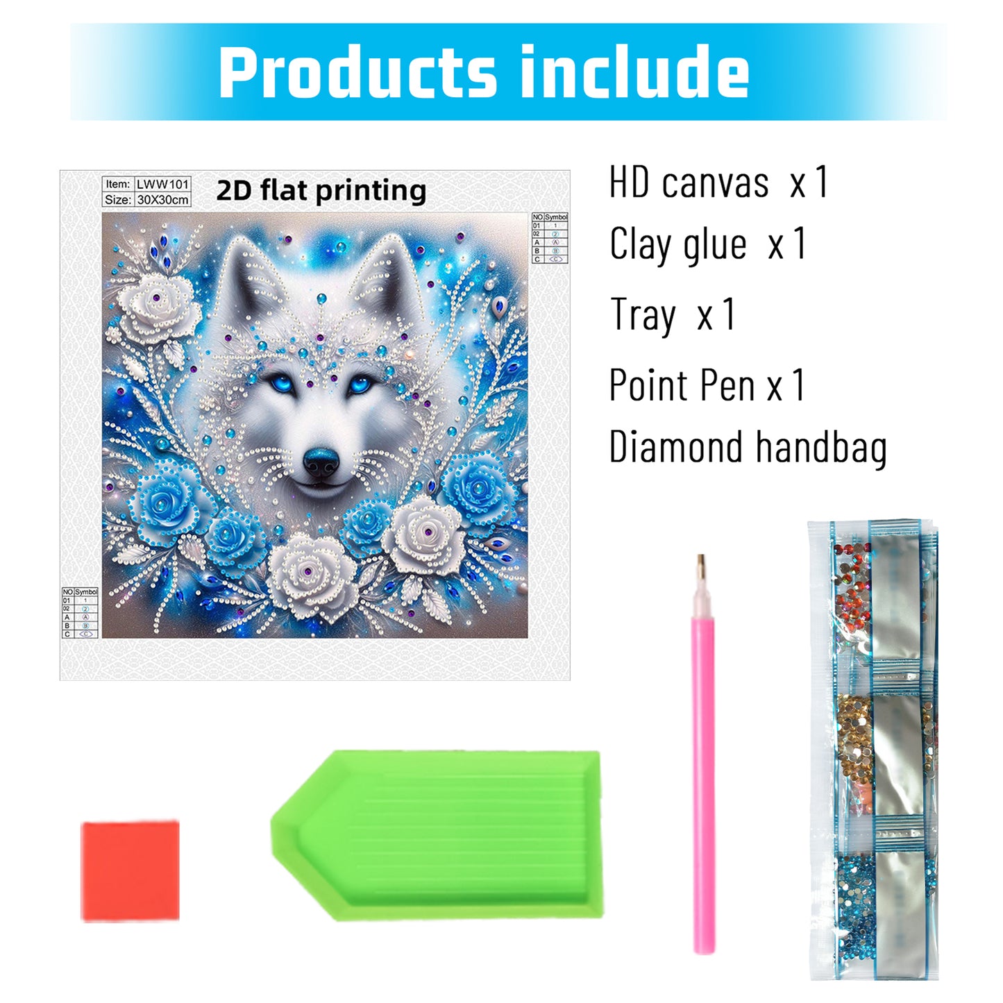 Snowy Wolf - Special Shaped Drill Diamond Painting 30*30CM