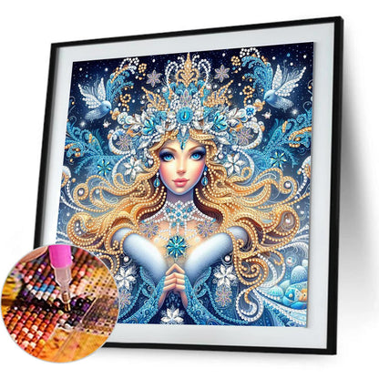 Enchanting Snowy Woman - Special Shaped Drill Diamond Painting 30*30CM