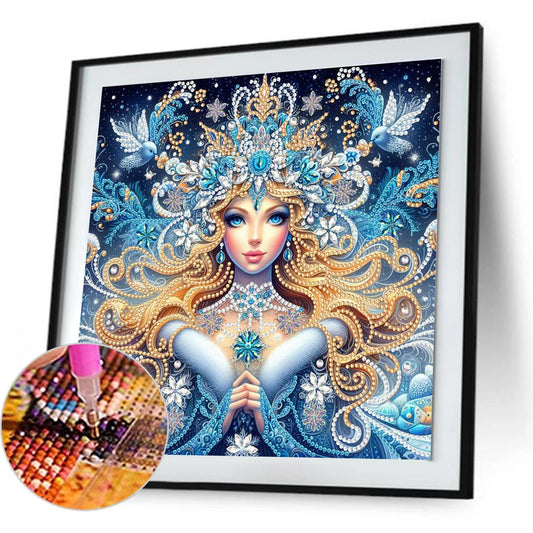 Enchanting Snowy Woman - Special Shaped Drill Diamond Painting 30*30CM