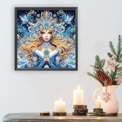 Enchanting Snowy Woman - Special Shaped Drill Diamond Painting 30*30CM