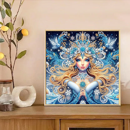 Enchanting Snowy Woman - Special Shaped Drill Diamond Painting 30*30CM