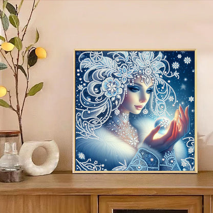 Enchanting Snowy Woman - Special Shaped Drill Diamond Painting 30*30CM