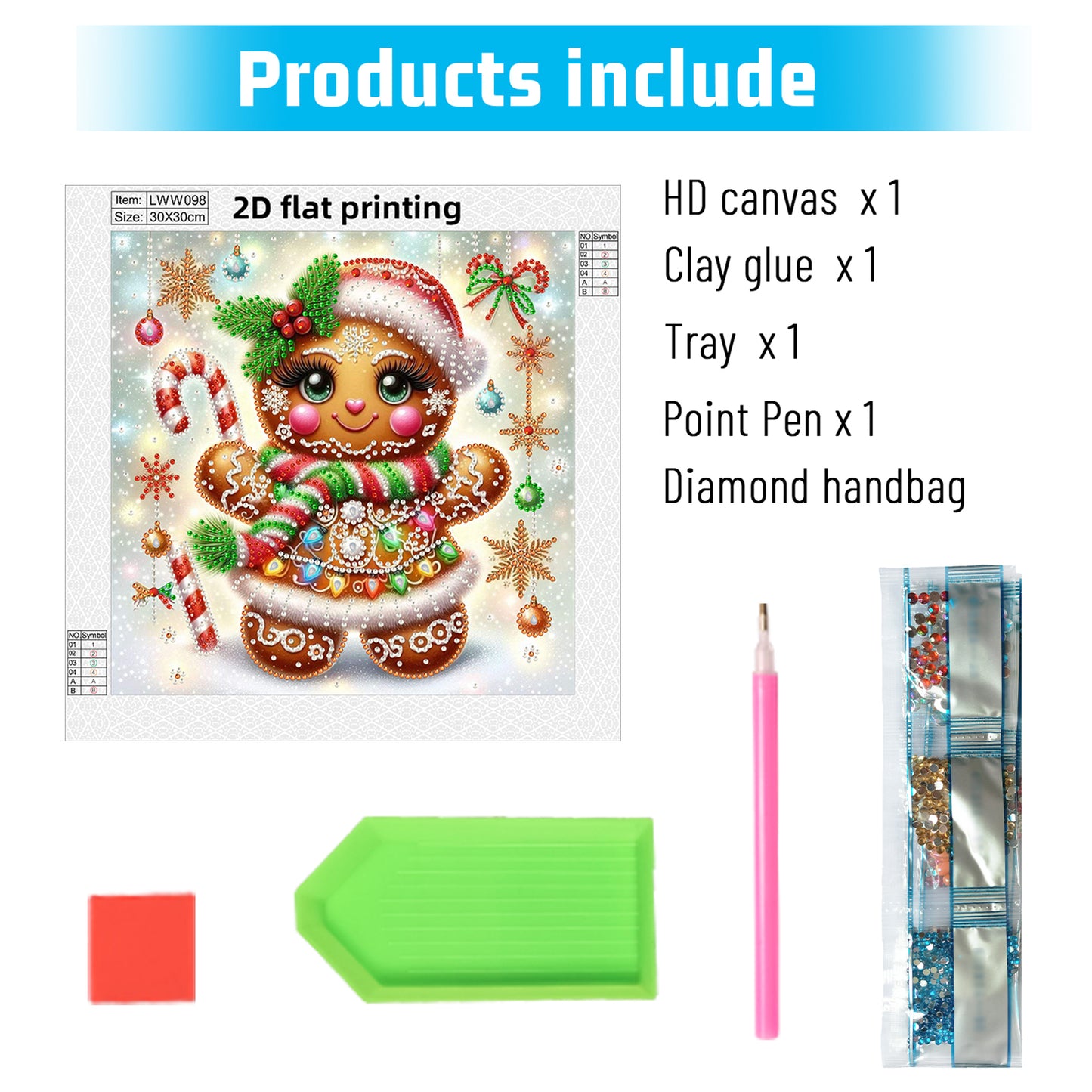 Snowy Gingerbread Man - Special Shaped Drill Diamond Painting 30*30CM