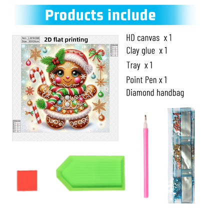 Snowy Gingerbread Man - Special Shaped Drill Diamond Painting 30*30CM