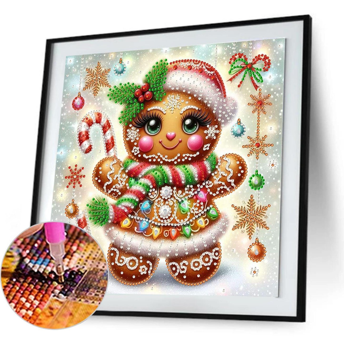 Snowy Gingerbread Man - Special Shaped Drill Diamond Painting 30*30CM