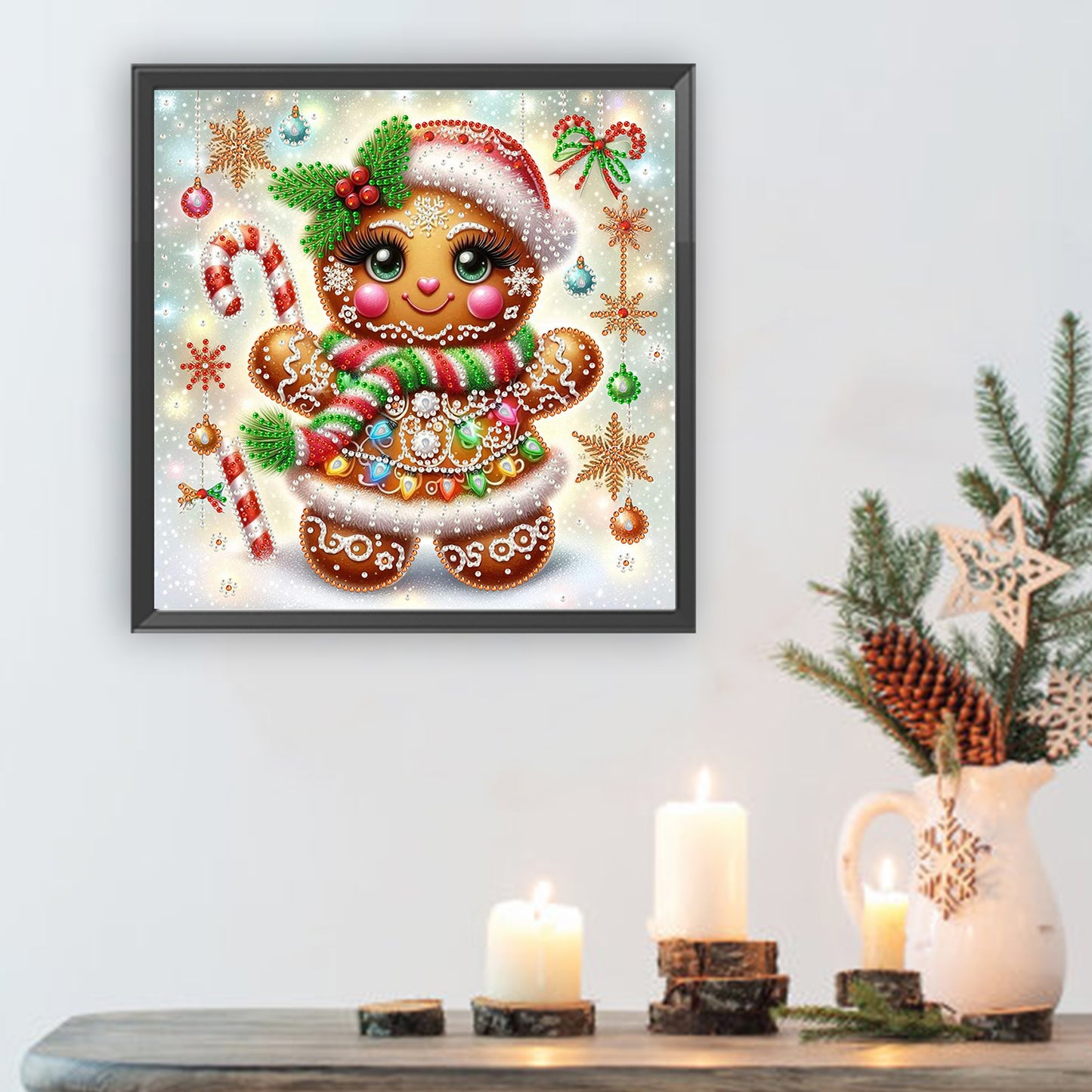 Snowy Gingerbread Man - Special Shaped Drill Diamond Painting 30*30CM