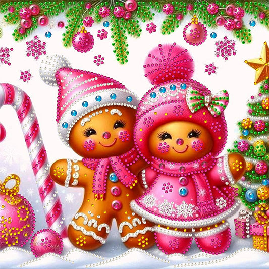Snowy Gingerbread Man - Special Shaped Drill Diamond Painting 30*30CM