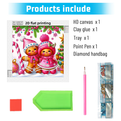 Snowy Gingerbread Man - Special Shaped Drill Diamond Painting 30*30CM