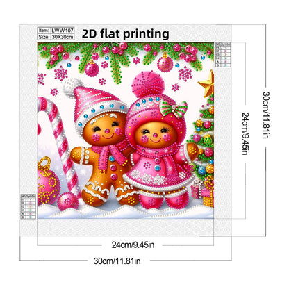 Snowy Gingerbread Man - Special Shaped Drill Diamond Painting 30*30CM