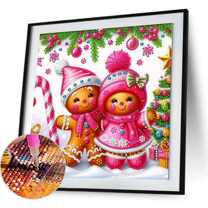 Snowy Gingerbread Man - Special Shaped Drill Diamond Painting 30*30CM
