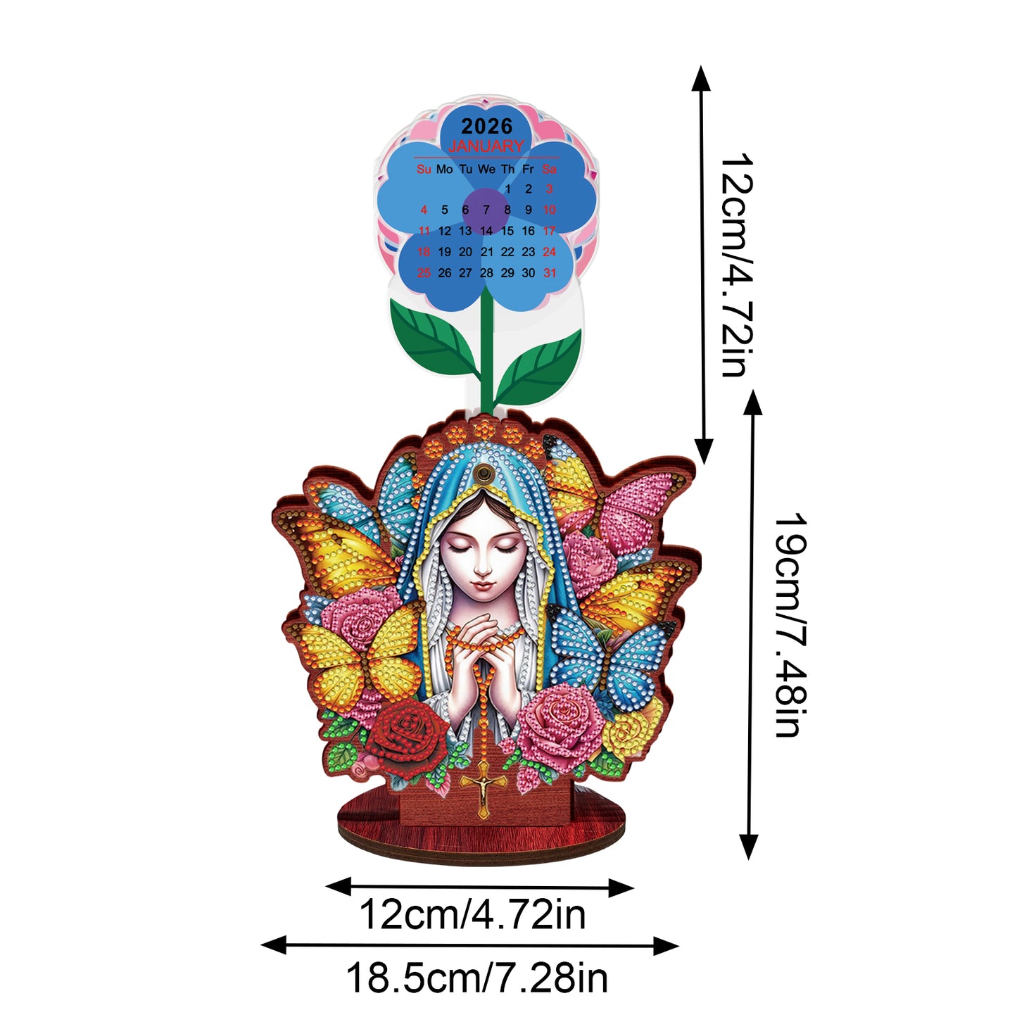 2026-2027 Mother Virgin Wooden DIY 5D Diamond Painting Calendar for Home Decor