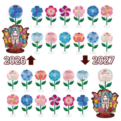 2026-2027 Mother Virgin Wooden DIY 5D Diamond Painting Calendar for Home Decor