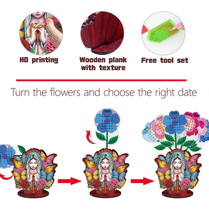 2026-2027 Mother Virgin Wooden DIY 5D Diamond Painting Calendar for Home Decor