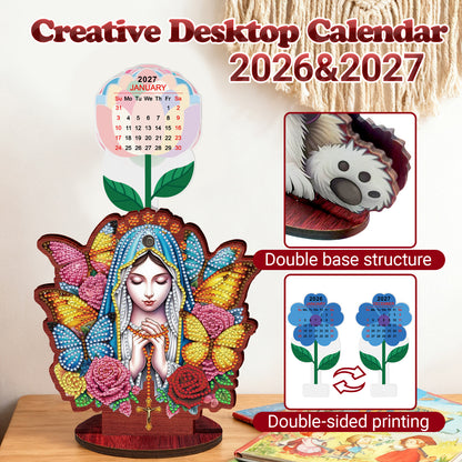 2026-2027 Mother Virgin Wooden DIY 5D Diamond Painting Calendar for Home Decor