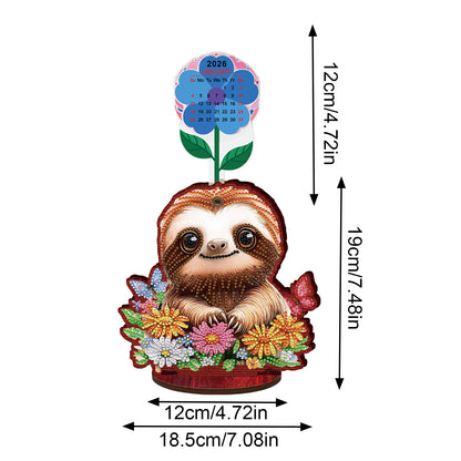 2026-2027 Sloth Wooden DIY 5D Diamond Painting Calendar for Home Office Decor