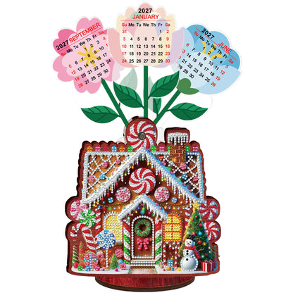 2026-2027 House Wooden DIY 5D Diamond Painting Calendar for Home Office Decor
