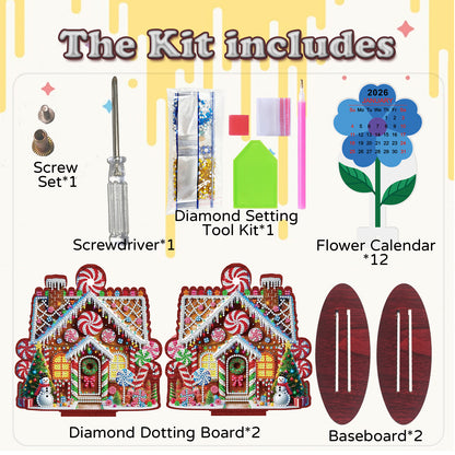 2026-2027 House Wooden DIY 5D Diamond Painting Calendar for Home Office Decor