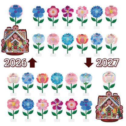 2026-2027 House Wooden DIY 5D Diamond Painting Calendar for Home Office Decor