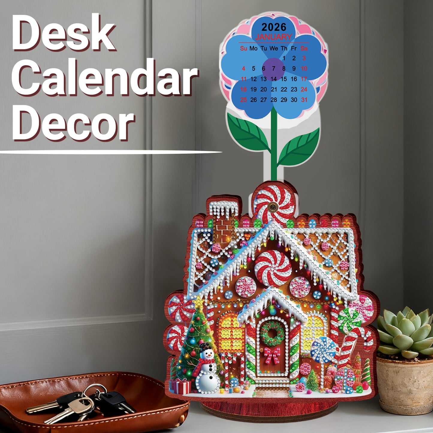 2026-2027 House Wooden DIY 5D Diamond Painting Calendar for Home Office Decor