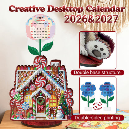 2026-2027 House Wooden DIY 5D Diamond Painting Calendar for Home Office Decor