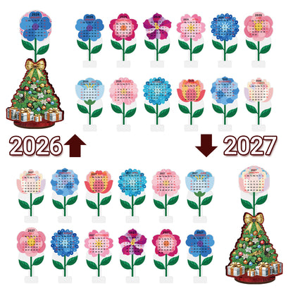 2026-2027 Christmas Tree Wooden DIY 5D Diamond Painting Calendar for Home Decor