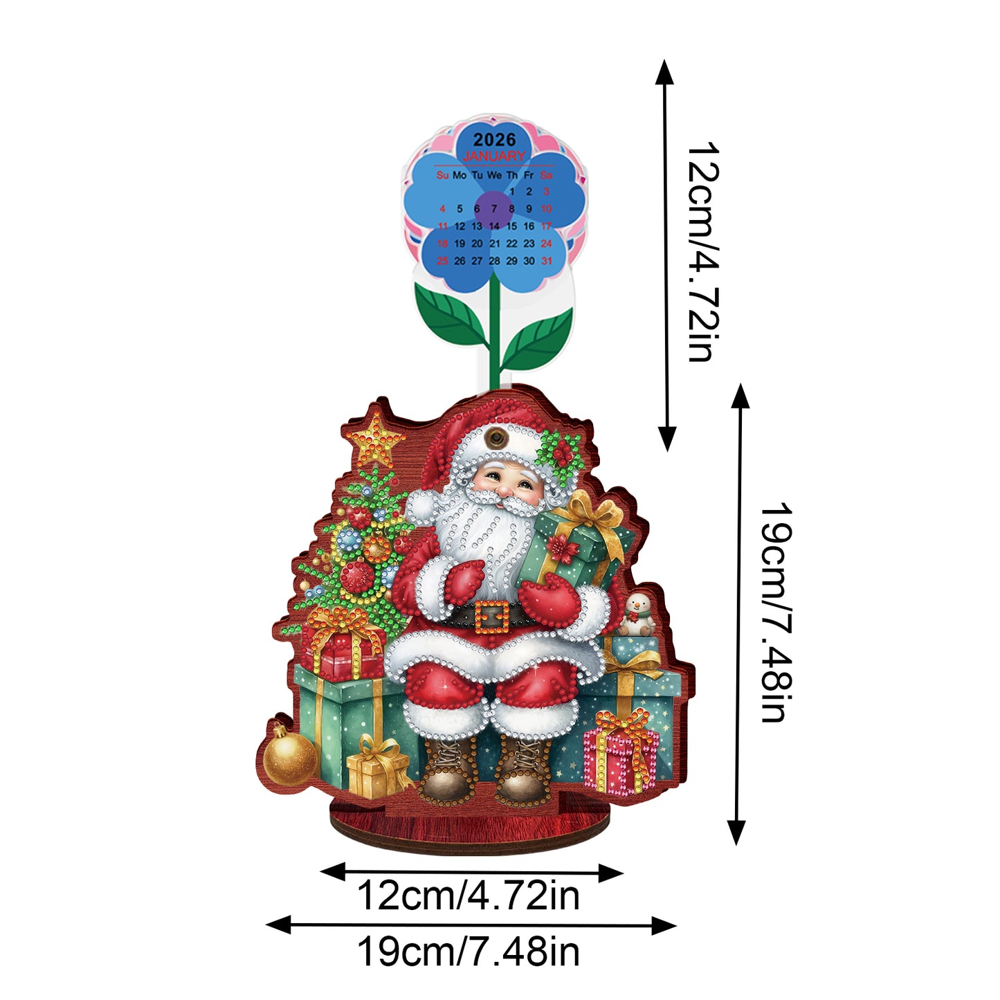 2026-2027 Santa Claus Wooden DIY 5D Diamond Painting Calendar for Home Decor