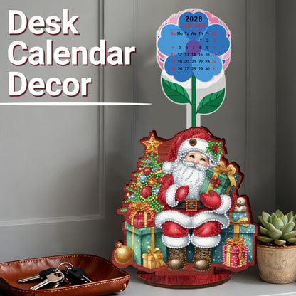 2026-2027 Santa Claus Wooden DIY 5D Diamond Painting Calendar for Home Decor